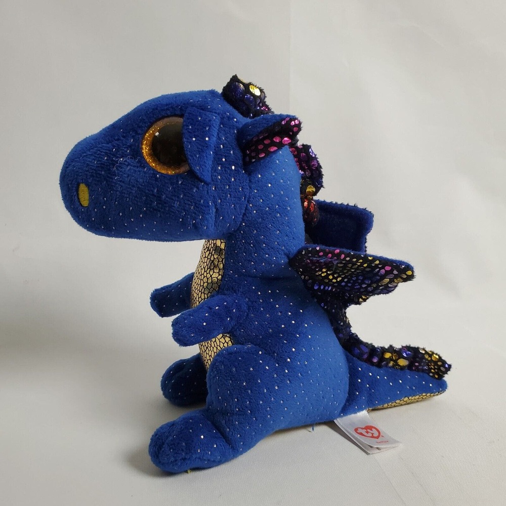 Ty Dragon Plush Saffire Blue Rainbow Glitter Eyes Stuffed Animal 6" - Picture 4 of 11